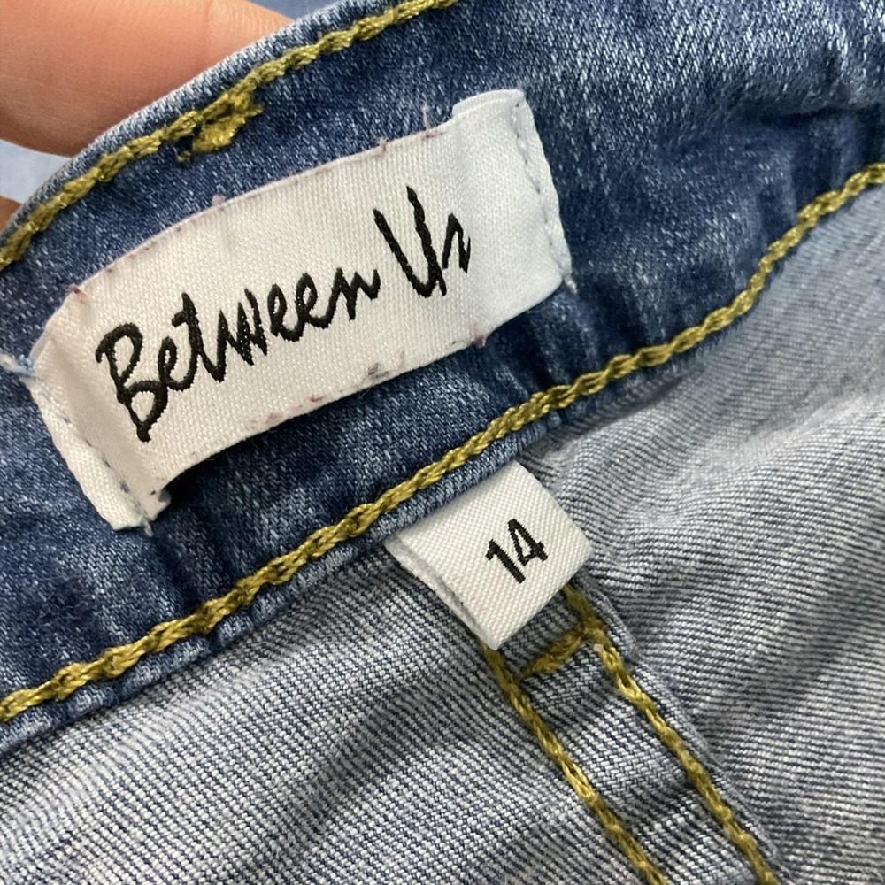 Between Us Jeans Womens 14 Blue Medium Wash High Rise Distressed Skinny Stretch - Picture 8 of 10